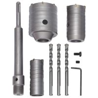 Concrete Hole Saw Kits SDS Plus Shank Wall Hole Cutter Cement Drill Bit Sets(30, 40, 60mm), with 220mm Connecting Rod