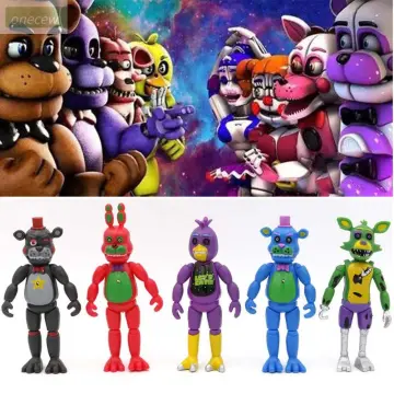 6pcs/set FNAF Midnight Toy Bear Nightmare Game Fazbear Foxy Chica Puppet  Figurine Anime Doll Action Figure Model Collection
