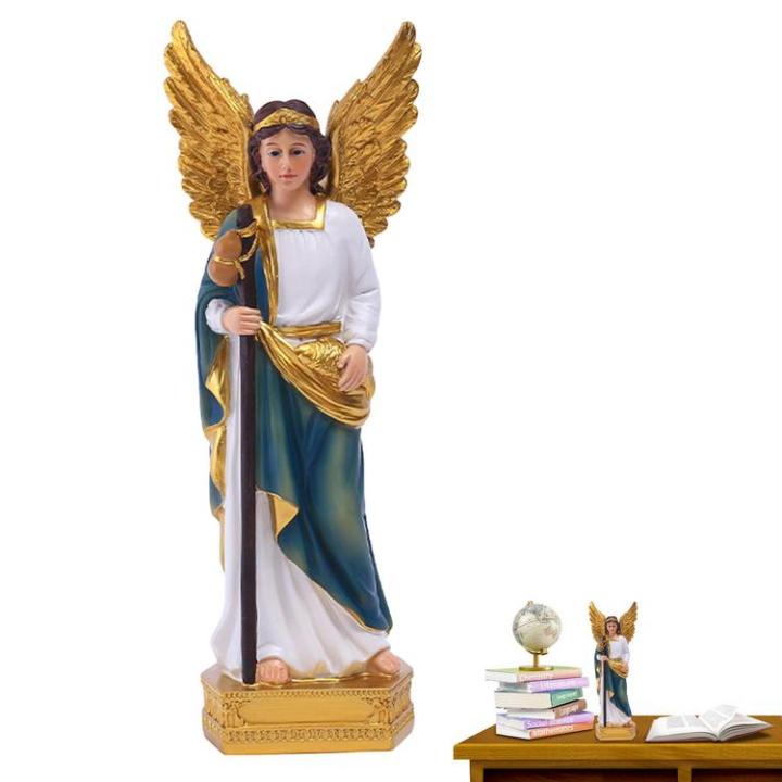 angel-table-decor-resin-archangel-saint-raphael-statue-festival-supply-christmas-figurine-for-tv-cabinets-bedside-tables-bookshelves-desks-premium