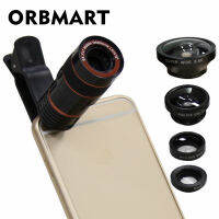 ORBMART 5 In 1เลนส์8X กล้องทรรศน์0.4X Super Wide Fish Eye Wide Angel Macro สำหรับ HTC ศัพท์มือถือกล้อง