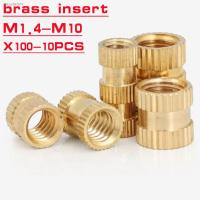 ▽ 10-100pcs Injection Molding Brass insert nut m1.4 M2 M2.5 M3 M4 M5 M6 M8 M10 1/4-20UNC Brass Round Knurled Thread Inserts Nuts