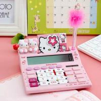 เครื่องคิดเลข ขนาดใหญ่ หน้าจอ 12 หลัก ลายคิตตี้ Hello Kitty ใช้ถ่าน AA 1ก้อน ใช้พลังงานแสงอาทิตย์ KT-2028A ได้ครบชุด สมุดโน๊ต ปากกา ตุ๊กตาคิดตตี้