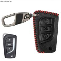 KLL 3 Button PU Leather Remote Smart Car Key Chain Ring Cover Case Shell Protect For Toyota Auris Corolla Avensis Verso Yaris Aygo