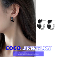 COCOJEWELRY เวอร์ชั่นเกาหลีของแฟชั่นใหม่ทุกการแข่งขันต่างหูรักสีดำอารมณ์ต่างหูระดับไฮเอนด์สำหรับผู้หญิง