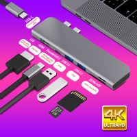 USB 3.1ประเภท-C ฮับเพื่อหัวแปลงสัญญาณ HDMI 4K Thunderbolt 3 USB C ฮับกับฮับ3.0 TF ช่องตัวอ่าน SD PD สำหรับ MacBook Pro/ Air 2018 - 2020