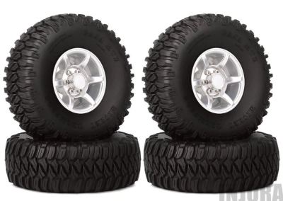4PCS 1.55 Inch Beadlock Aluminum Rim & Wheel Tires 1.55 Tyre for RC Crawler Car D90 TF2 Tamiya CC01 LC70 LC80