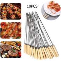 【BIRR】10PCS BBQ Skewers 35cm ไม้เสียบ BBQ ไม้เสียบย่างบาร์บีคิว อุปกรณ์ย่างบาร์บีคิว