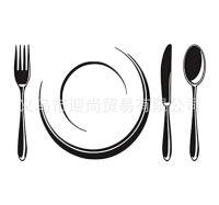 [COD] Fork Pattern Wall Sticker Restaurant Adhesive Removable Wallpaper