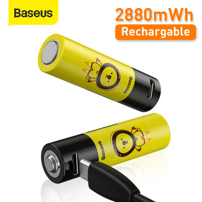 Baseus 24Pcs 14500 AA Battery 2880mWh Lithium ion 1.5V Rechargeable Battery High Capacity Li-ion For Toy Cars Microphone Shaver