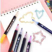 Outline Metallic Markers Art Signature Double Line Magic Shimmer Paint Pens Set of 12 For Kids Adults DRAWING Coloring Journal