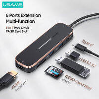 USAMS 6 In 1 PD 100วัตต์ Type C Hub USB C เพื่อ HDMI เข้ากันได้1.4 USB 3.0 TF SD สล็อต D Ock สถานี S Plitter สำหรับ แล็ปท็อป