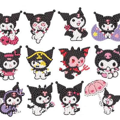 ✕◎ SANRIO สติกเกอร์ปักครอสสติตช์คริสตัล รูปเจ้าหญิงดิสนีย์ Kuromi 5D แฮนด์เมด DIY ของเล่นเสริมการเรียนรู้เด็ก