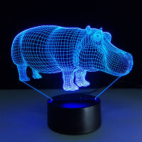 3D Hippopotamus LED Night Light 7 Color Change As Home Decoration Creative 3D lamp As Party Decoration For Kids Gift Toys