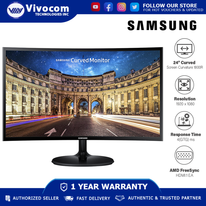 Samsung C24F390FHE 24'' 1920X1080 4(GTG) ms 60Hz FHD Curved Monitor ...