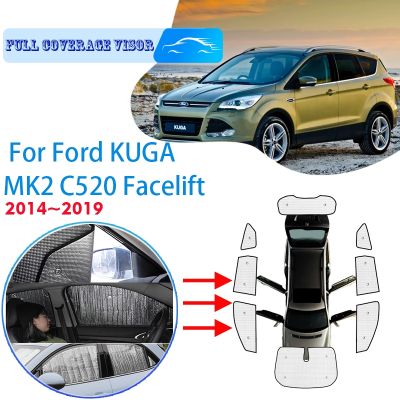 ♨♀❏ Full Covers Sunshades For Ford KUGA MK2 C520 2014 2019 2016 2018 Car Accessories Sun Protection Windshields Side Window Visor