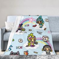 Tokidoki ผ้าห่มเครื่องปรับอากาศให้ความอบอุ่นป้องกันผ้าห่มรุ่ยร่ายผ้าห่มนุ่มพิเศษสำหรับเดินทางเตียงโซฟาสำนักงาน Selimut Bulu ขนาดเล็ก