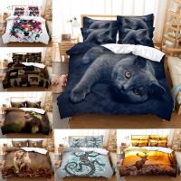 Bed Linen Queen King Size Wolf Cute Animal Bedding Set Dog cat Printing Kids Adult Lovely Gift Luxury Duvet Cover Sets Comforter