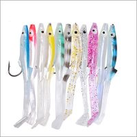 hot！【DT】 6pcs/lot Fishing Eel white Soft Baits with hook 8cm 2.3g Small Artificial bait Pesca Leurre