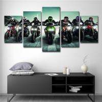 Modern Home Decor 5แผง Modular โปสเตอร์ Wall Art ผ้าใบ HD พิมพ์ภาพวาดสีน้ำมันภาพที่มีสีสัน Heavy รถจักรยานยนต์ Racer