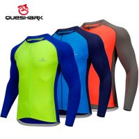 QUESHARK Men Long Sleeve Cycling Jersey MTB Mountain Road Bike Downhill Shirt Top Quick Dry Riding Racing Bicycle Clothes