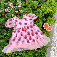 【YF】 Toddler Baby Summer Dress Mother Kids Clothes Girls Princess Flower Girl Children Dresses Pink Strawberry Vestidos