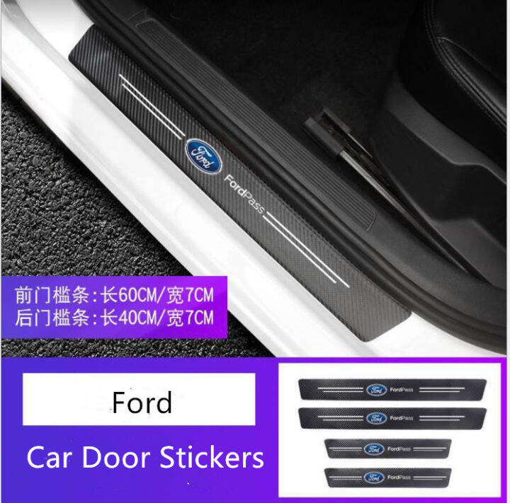 4PCS Carbon Fiber Door Sill Carbon Fiber Sticker Decals For Toyota TRD