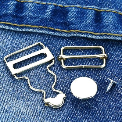 2set Jeans Brace Clips Metal Copper Button Hook Suspenders Buckle Gourd Pants Overalls Fastener Rivets Sewing Accessories