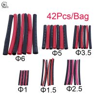 42PCS black red 2:1Heat Shrink Tubing Insulation Shrinkable Tube Sleeving Assortment Polyolefin Ratio Wrap Wire Cable Sleeve Kit Cable Management