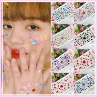 SNSQDYW0010 ใหม่ ผู้หญิง DIY Rhinestone เครื่องประดับใบหน้ากาว รอยสักคริสตัล 3 มิติ สติ๊กเกอร์อัญมณี อัญมณีร่างกาย