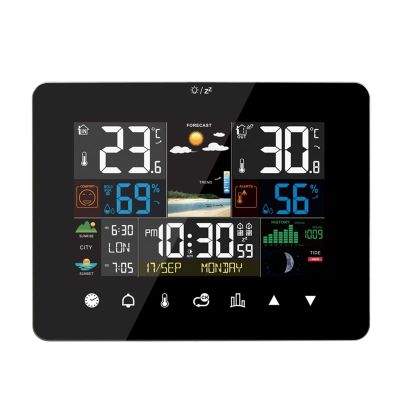 Weather Station With Touch Screen Wall Clock Temperature Humidity Meter Table Desk Clocks With Outdoor Sensor For Home