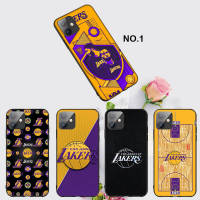 Casing หรับ iPhone 11 12 Mini X Xs XR Pro Max 6+ 6s+ 7+ 8+ 6 7 8 Plus 5 5s SE 2020 EL70 LOS ANGELES LAKERS Pattern Phone เคสโทรศัพท์ อ่อนนุ่ม TPU Black ปก