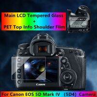 สำหรับ Canon EOS 5D Mark IV กล้องมีกาวในตัว5D4หน้าจอหลักกระจกเทมเปอร์ LCD + ข้อมูลด้านบนไหล่หน้าจอฟิล์มครอบป้องกัน