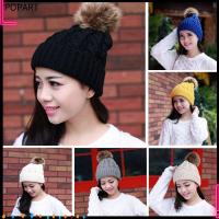 POPART หมวกขนสัตว์แรคคูนหมวกถักผู้หญิงสำหรับฤดูหนาวสกีน่ารักหมวกถักขนสัตว์ Pom Bobble