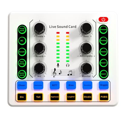 Live Sound Card Plastic White Live Sound Card Live Sound Card M8 Wireless Bluetooth Audio Mixer Digital Mixer Noise Reduction Live Streaming Broadcast Podcasting