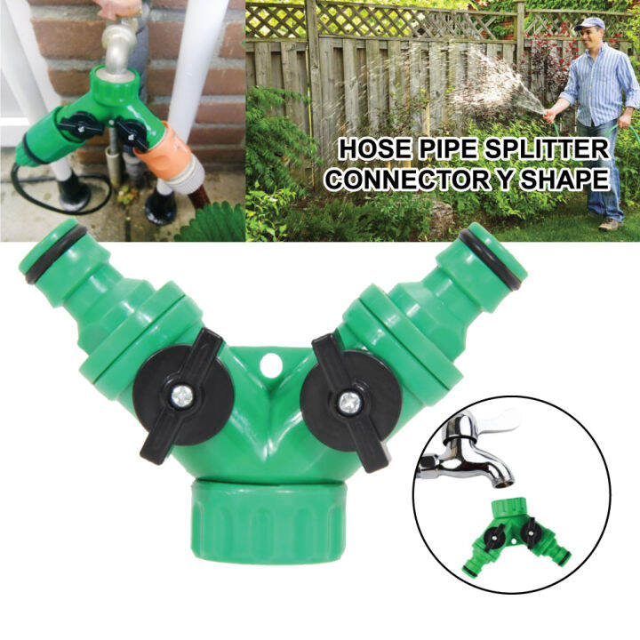 Garden Hose Pipe Two Way Splitter Y Shape Connector Adaptor Irrigation