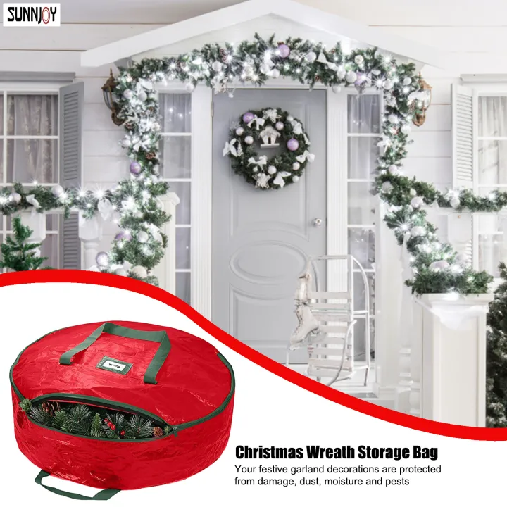 Christmas Wreath Storage Container Bag 30 Inch Round Seasonal Garland