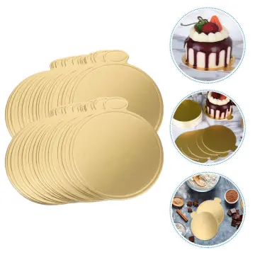 Mini Round Golden Cardboard Cake Base, Mousse Cake Plate, 100 Pieces Cake  Paper Plate Round Cardboard Base Dessert