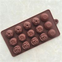 15 Cells Kinds Flowers Silicone Material Chocolate Mold Childrens Food Supplement Tools DIY Candle Jelly Cake Mold Ice Tray