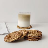 【CC】☫✤  Placemat Coasters Table Mats rattan coaster Bowl Padding Insulation Round Placemats Hand-made
