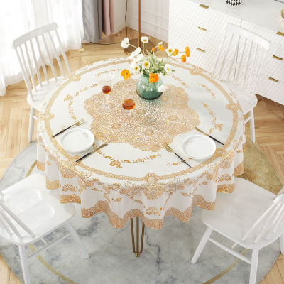 ผ้าปูโต๊ะผ้าปูโต๊ะพีวีซีทรงกลมชุบทองผ้าปูโต๊ะกลมขนาดใหญ่เส้นผ่าศูนย์กลาง250ซม. ผ้าปูโต๊ะกันคราบมันและกันน้ำ