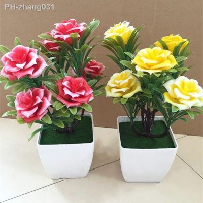 1Pc Bonsai Desktop Plants Potted Artificial Flowers Decors Home Decoration Ornament Home Room Table Performance Stage Decor