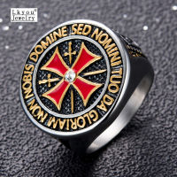 Lkyou Vintage Men Christian Cross Ring The Knights Templar Jewelry