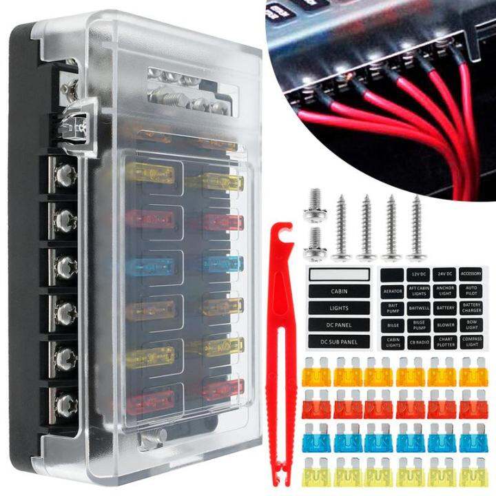 Fuse Box 12way Fuse Box Waterproof Fuse Block Holder Fuse Panel Board