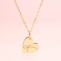 จี้เพชรแท้ ทองแท้ 9k Delicate Heart Pendant with Diamond (จี้อย่างเดียว) (แจ้งตัวอักษรทางแชทได้เลยค่ะ)