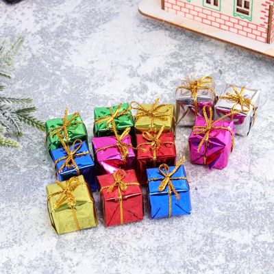 【CC】ﺴ  Xmas Decoration Color Boxes Hanging Pendants Ornaments Supplies 12Pcs