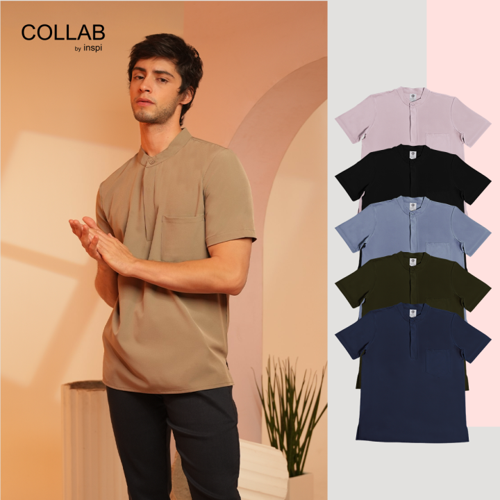 COLLAB By Inspi Chino Henley Polo with Pocket and Buttons for Men