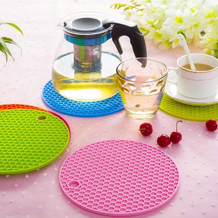 1 Pcs Silicone Table Mat Honeycomb Trivet Pot Cup Holders Oven Hot Pads  Kitchen Non-Slip