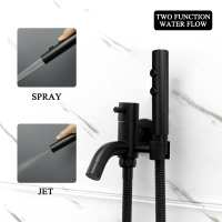 ห้องน้ำ Jet Spary ชุดฝักบัว Matte Black Shattaf Douche Kit ห้องอาบน้ำ Flushing Spary Cleaner Bidet Faucet Single Cold Water Tap