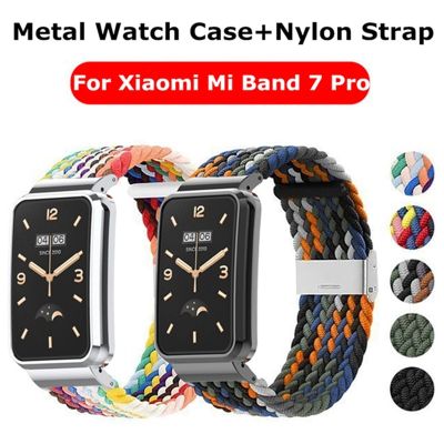 Metal Case Nylon Strap For Xiaomi Mi Band 7 Pro Smart Watch Wristband Bracelet for mi band 7 pro miband 7pro Correa Watchband Docks hargers Docks Char
