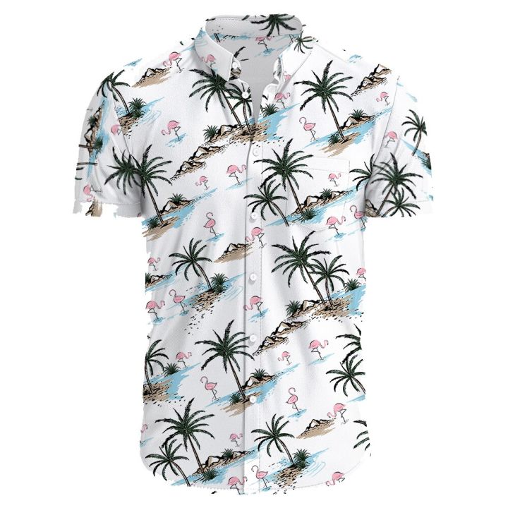 เสื้อเชิ๊ตลายดอกไม้สำหรับผู้ชาย-เสื้อชายหาดลำลองมีกระดุมเสื้อฮาวาย22-23เสื้อยืดทรงโอเวอร์ไซส์พิมพ์ลายเสื้อสั่งได้